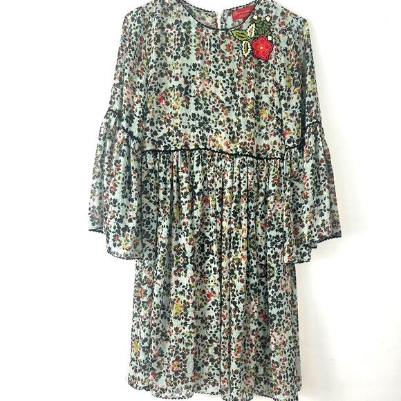 Bhanuni by Jyoti Anthropology Cute Printed Dress W/Embroidered Flower Size 2 - Picture 1 of 11
